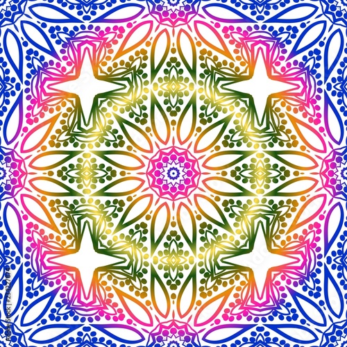 Floral Geometric Pattern with hand-drawing seamless. illustration. For fabric, textile, bandana, pillowcarpet print.