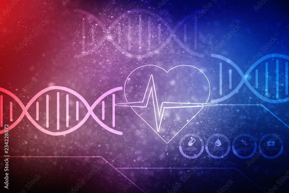 Fototapeta premium 2d render of dna structure, abstract background 