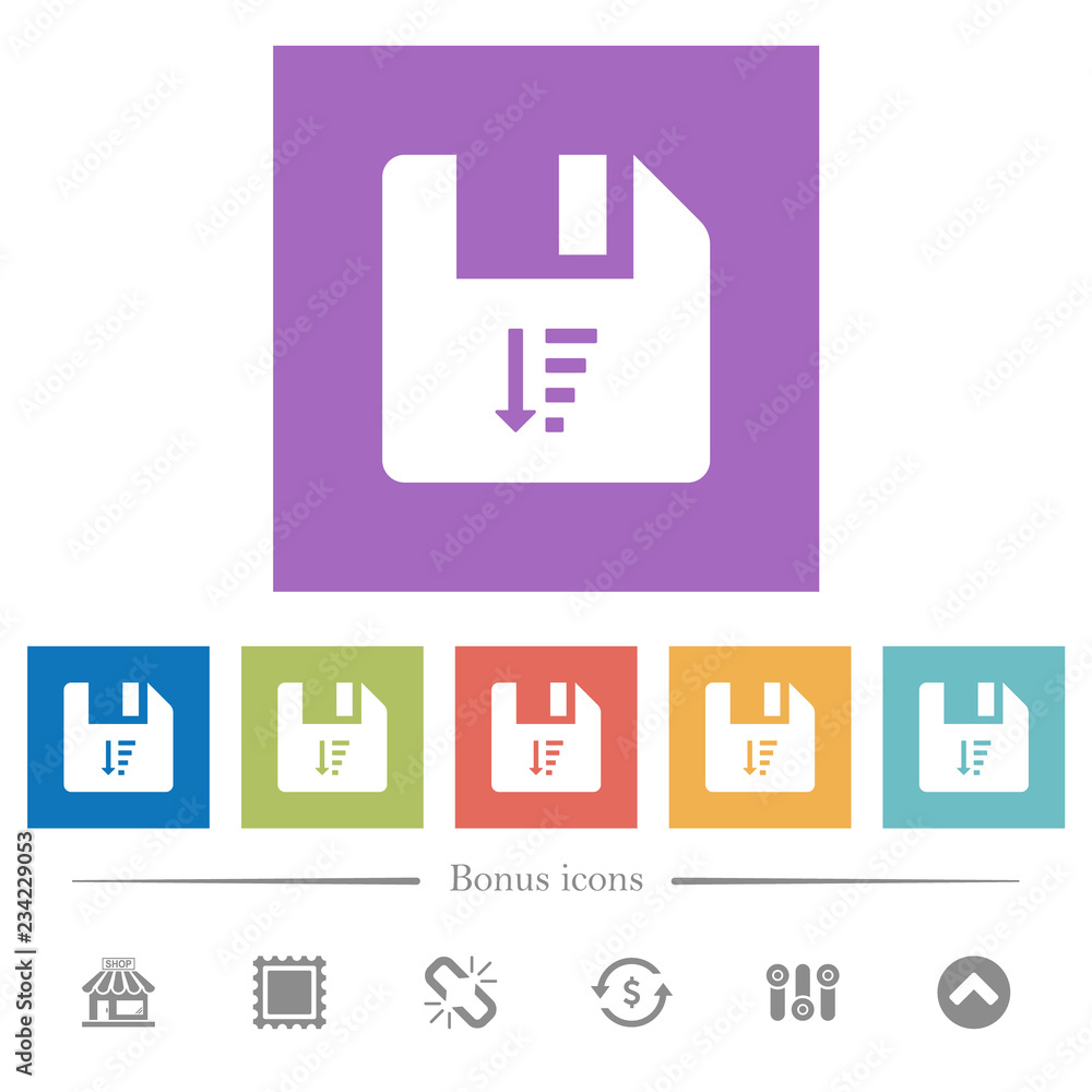Descending file sort flat white icons in square backgrounds Descending file sort flat white icons in square backgrounds
