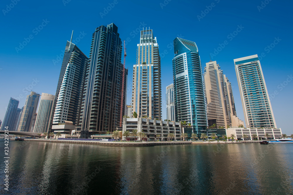 Dubai Marina cityscape in United Arab Emirates