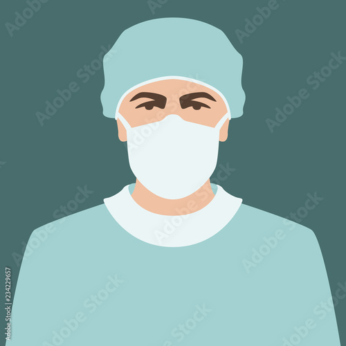 doctor in mask .vector illustration.flat style,