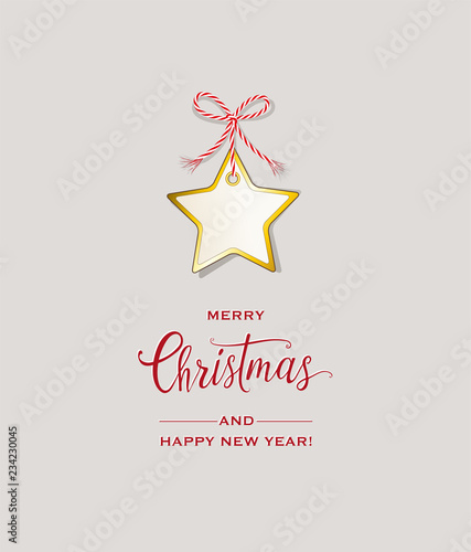 Weihnachtskarte mit Stern und Wünsche in englisch, Vektor Illustration