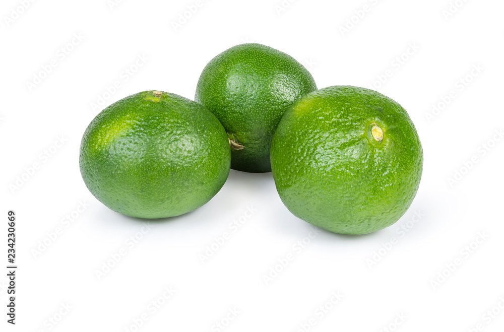 Ripe green tangerines on a white background Ripe green tangerines on a white background