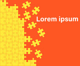 orange Background Puzzle. Jigsaw Puzzle Banner.