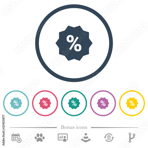 Discount sticker flat color icons in round outlines photo