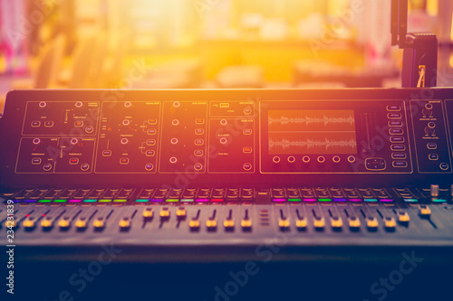 Billede på lærred sound stage mixer music volume control during show onair