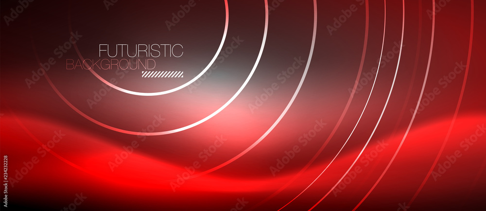Neon circles abstract background, shiny lines Neon circles abstract background, shiny lines