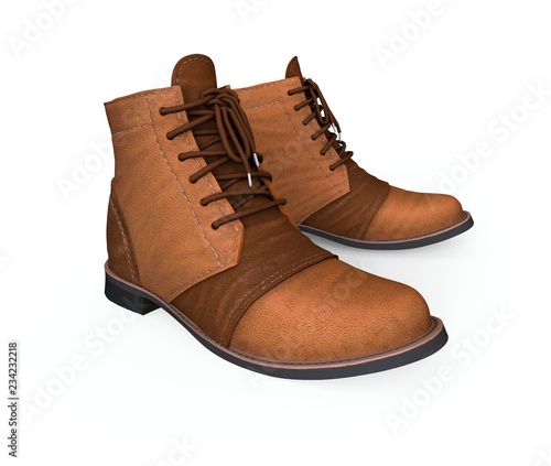 Brown man´s boots isolated