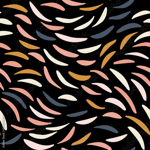 Vector organic seamless abstract background, botanical motif with stylized leaves, freehand doodles pattern.