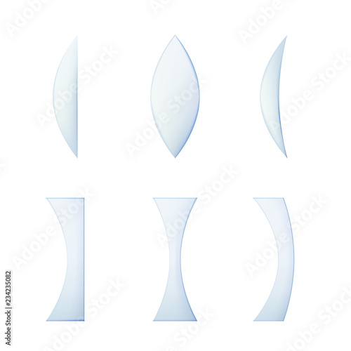Set of glass lenses.