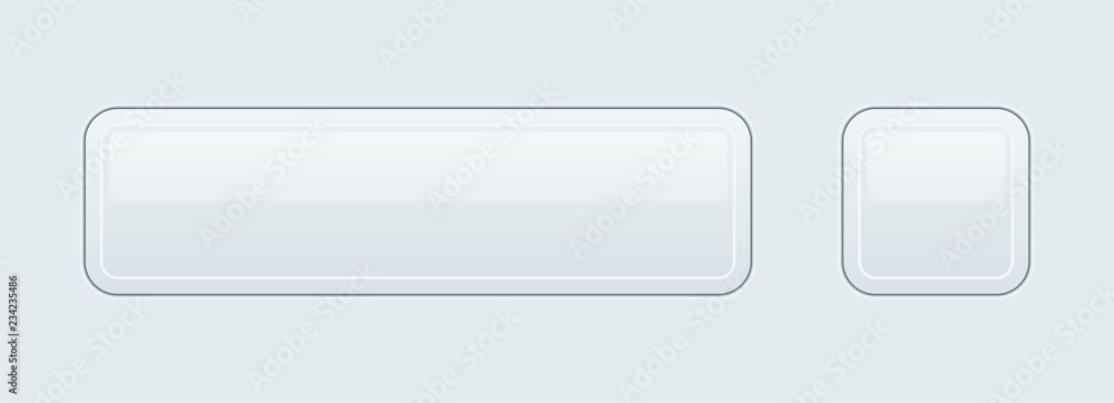 White interface buttons. Set of square and rectangle 3d icons White interface buttons. Set of square and rectangle 3d icons