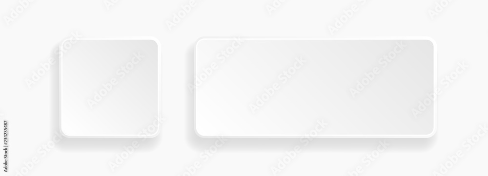 Web embossed 3d buttons. White blank 3d icons