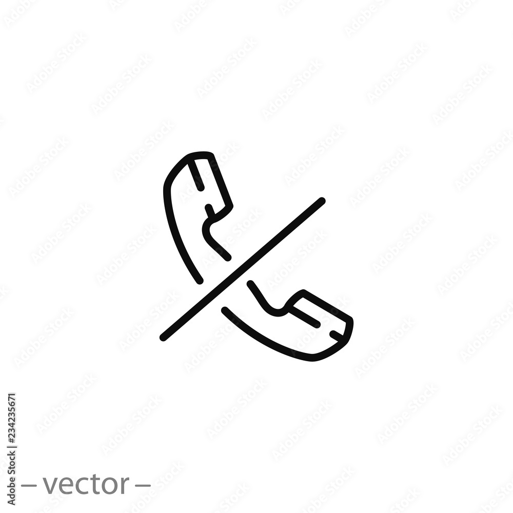 block or reject call icon, web linear sign on white background - editable vector illustration eps10 block or reject call icon, web linear sign on white background - editable vector illustration eps10