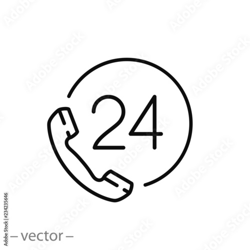 call center icon, customer support linear sign on white background - editable vector illustration eps10