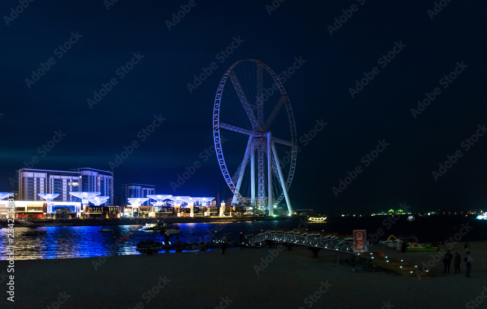 Dubai ferris wheel at night