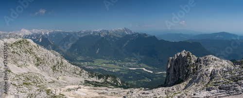 Fototapeta Naklejka Na Ścianę i Meble -  Panoramic view from Kanin mountain over the Julian Alps in Slovenia