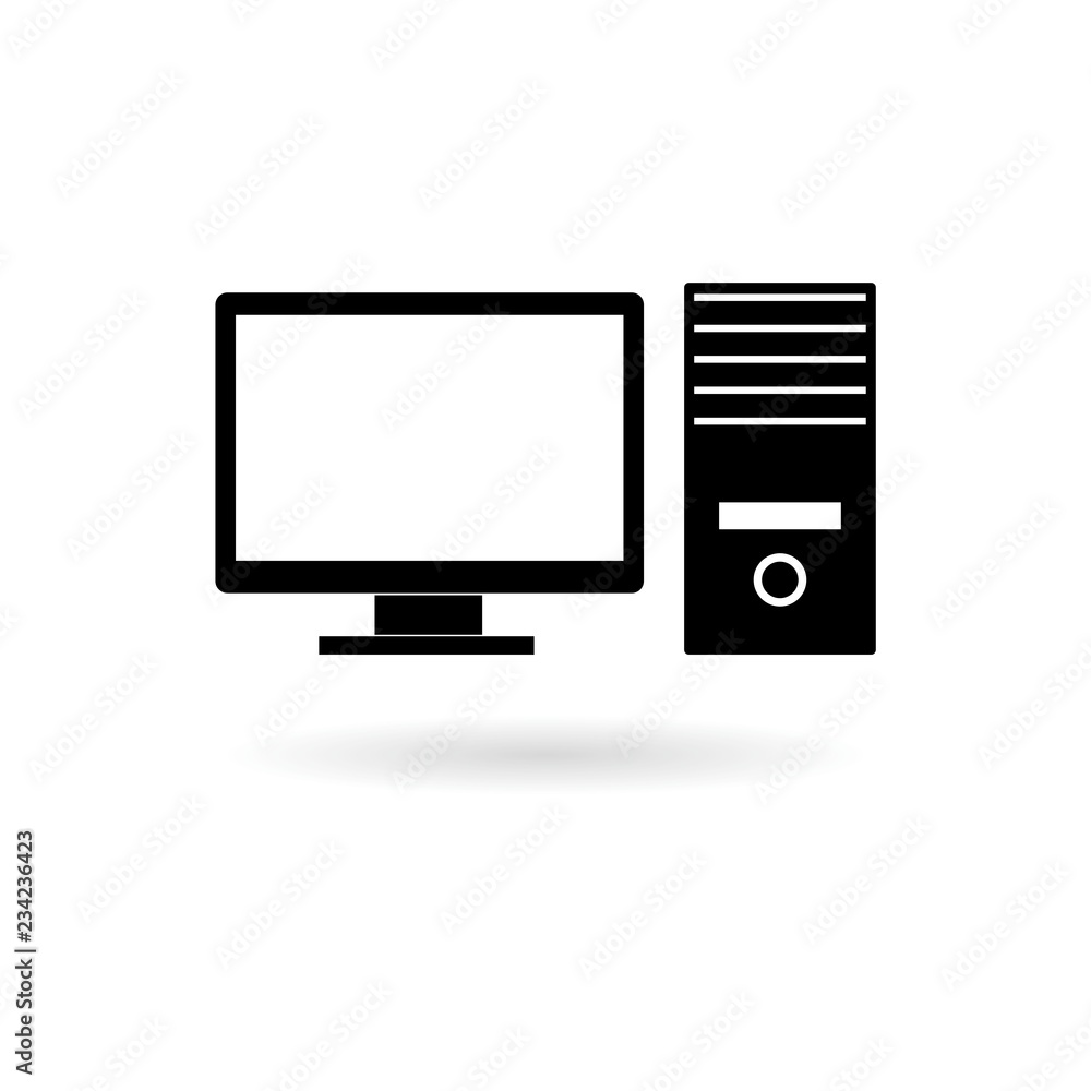 Black Desktop computer icon or logo, Home desktop computer personal Black Desktop computer icon or logo, Home desktop computer personal