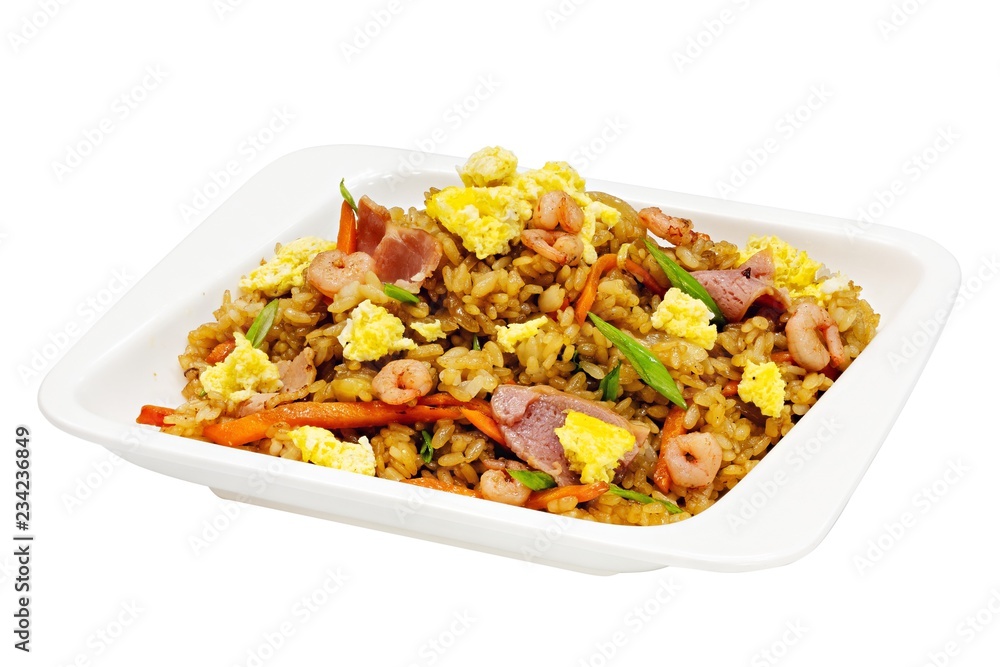 Wok, Chinese food on white background Wok, Chinese food on white background