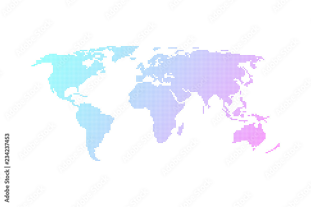Colorful dotted world map vector flat design