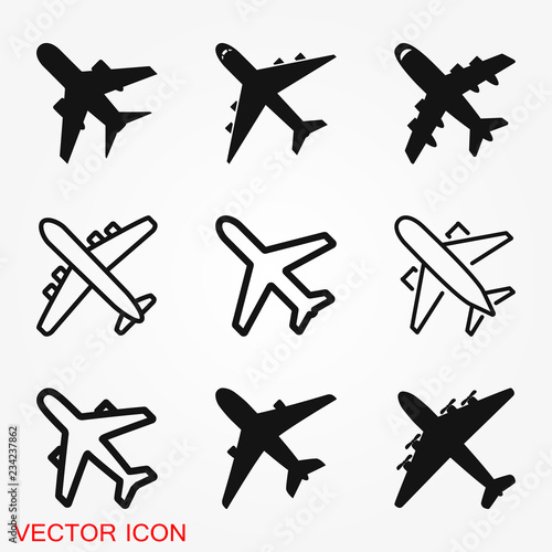 Plane icon on white background, airplane vector Illustration © ironsv