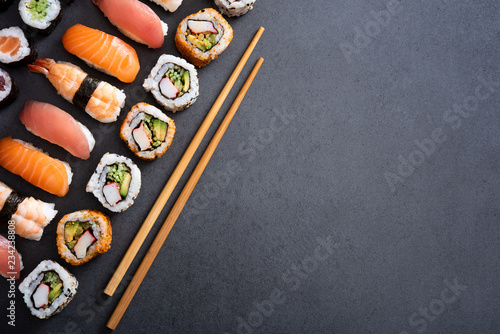 Set of sushi food with copy space photo
