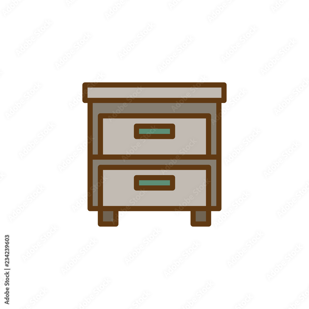 Drawer filled outline icon, line vector sign, linear colorful pictogram isolated on white. Nightstand symbol, logo illustration. Pixel perfect vector graphics Drawer filled outline icon, line vector sign, linear colorful pictogram isolated on white. Nightstand symbol, logo illustration. Pixel perfect vector graphics