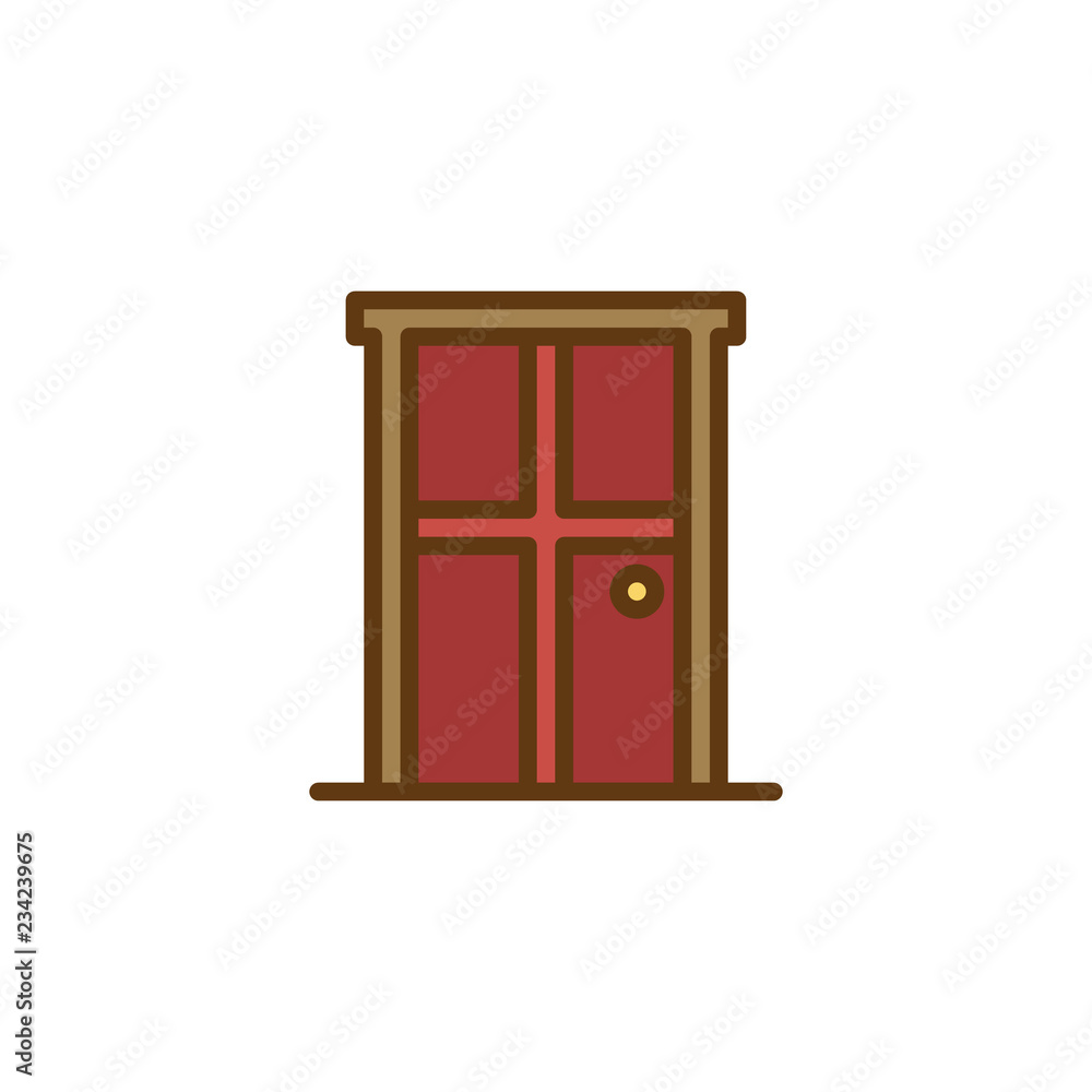 Door filled outline icon, line vector sign, linear colorful pictogram isolated on white. Entrance door symbol, logo illustration. Pixel perfect vector graphics