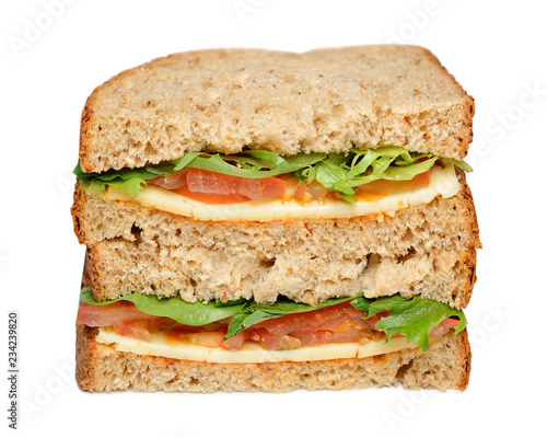 Cheese and tomato sandwich , cut out