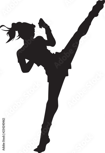 Kicking woman vector silhouette