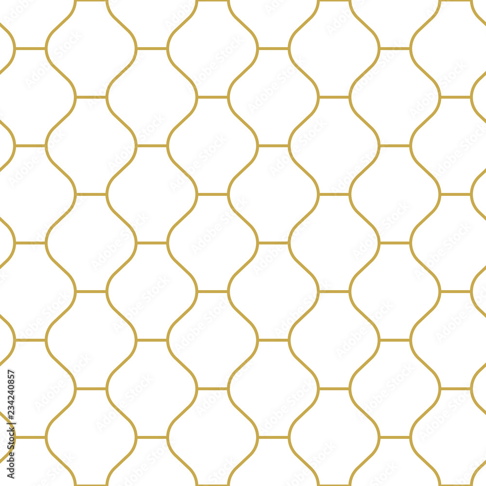 Oriental style tiling ornament in gold. Seamless vector pattern