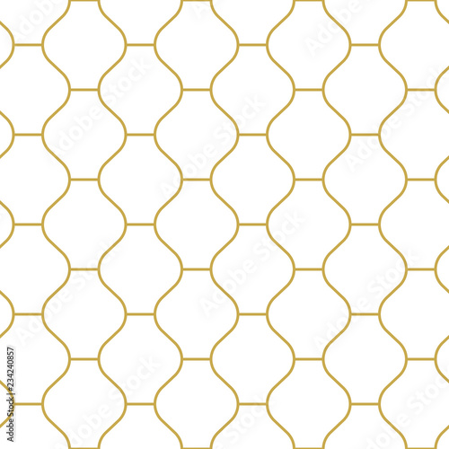 Oriental style tiling ornament in gold. Seamless vector pattern