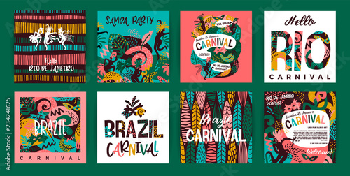 Brazil carnival. Vector templates with trendy abstract elements. photo