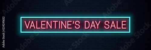 valentines day sale neon banner on wall