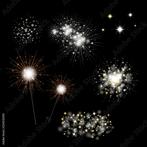 Set Of Fireworks And Bengal Light
