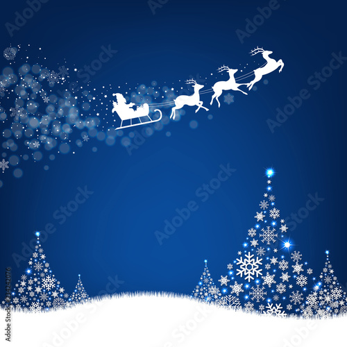 Xmas Postcard Fir Tree Border And Santa Claus