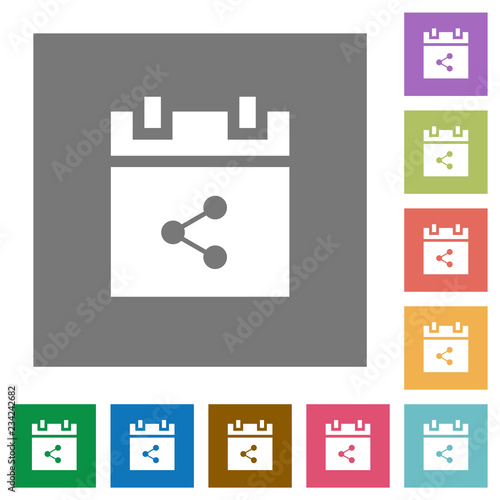 Share schedule item square flat icons