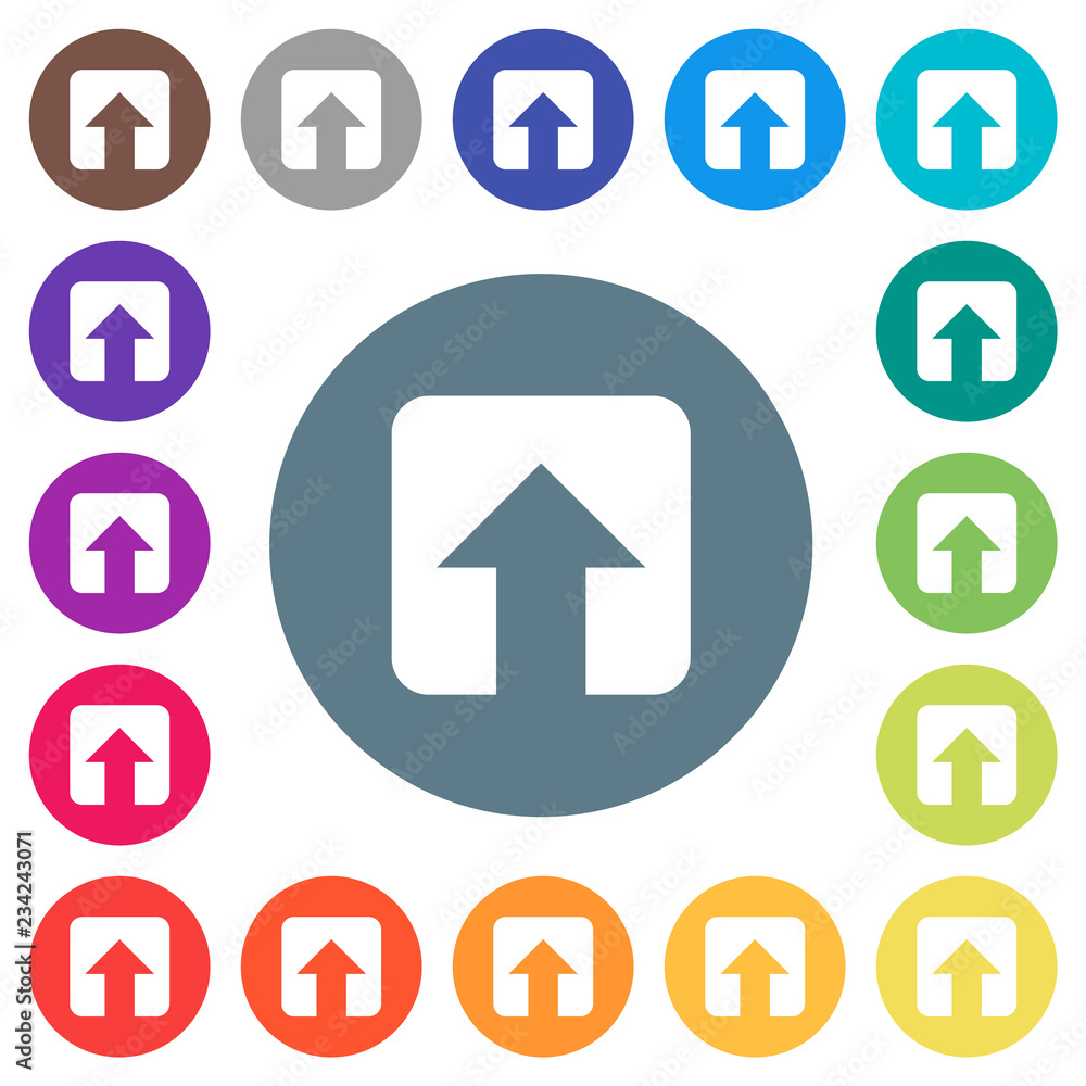 Fototapeta premium Upload flat white icons on round color backgrounds