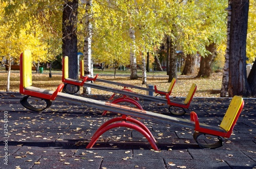A set of playground seesaws.