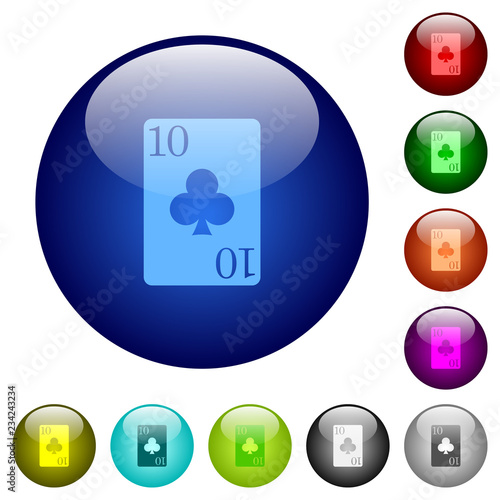 Ten of clubs card color glass buttons © botond1977