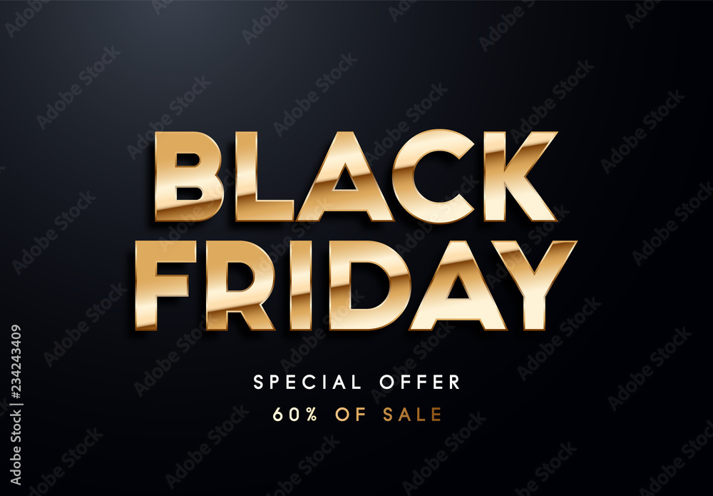 Black Friday golden vector illustration
