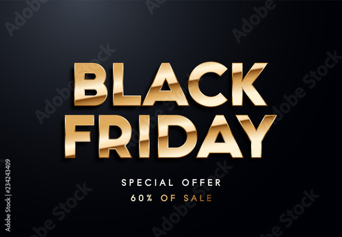 Obraz na płótnie Black Friday golden vector illustration w salonie