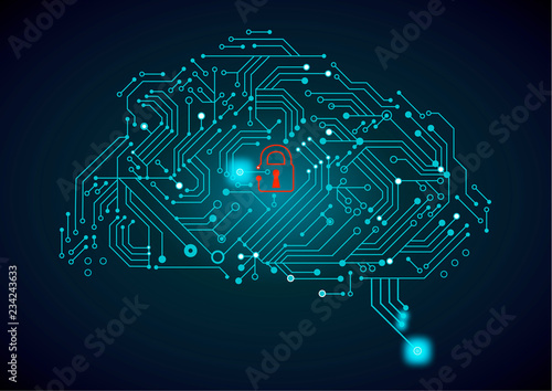 circuit board with brain / cloud