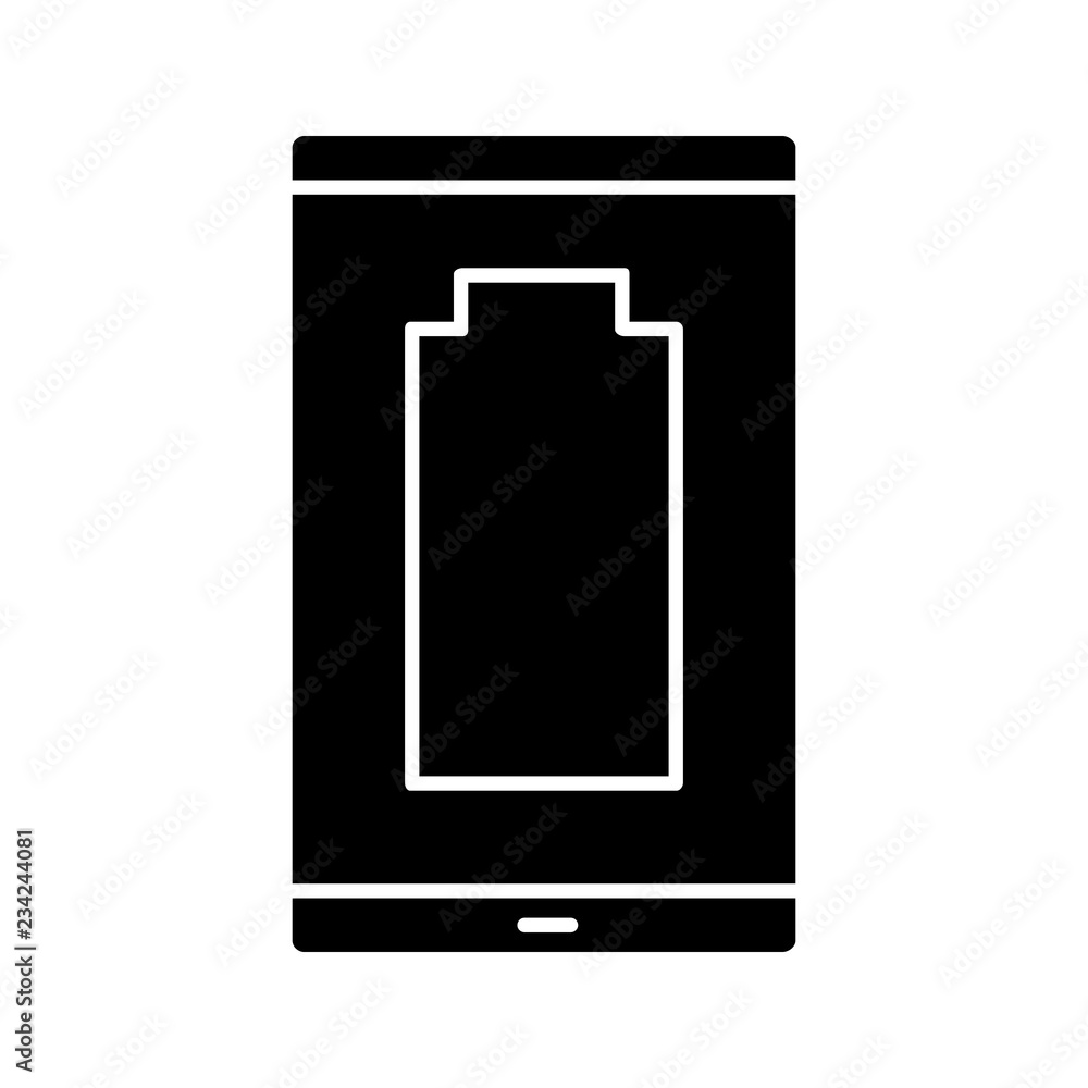Discharged smartphone glyph icon Discharged smartphone glyph icon