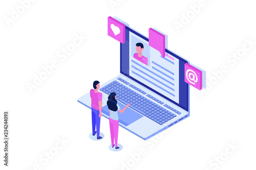 Recruitment, Job search isometric concept. Use for presentation, social media, cards, web banner. Vector illustration