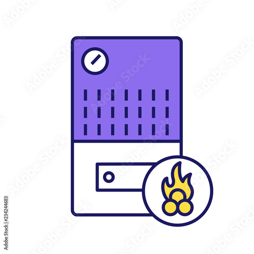 Solid fuel boiler color icon