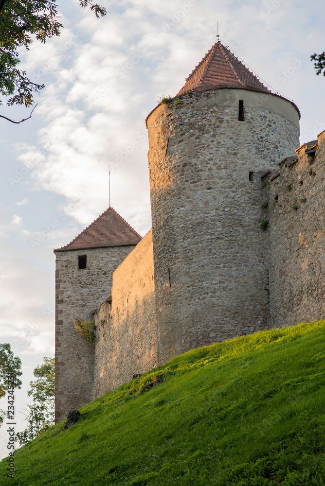 The walls of the castle Veveri near the city of Brno, Czech republic