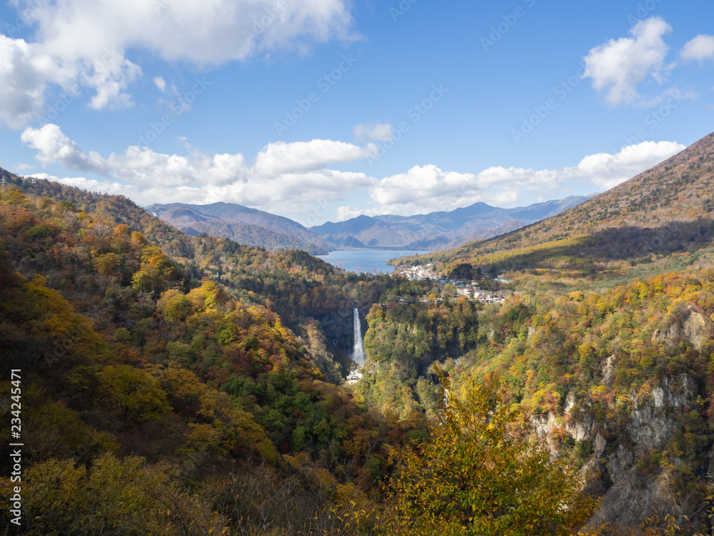 Kegon Waterfall and Lake Chuzenjiko. scenery, Nikko, Japan