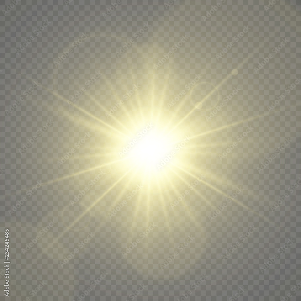 White glowing light.Vector transparent sunlight special lens flare effect. Bright beautiful star. Light from the rays.