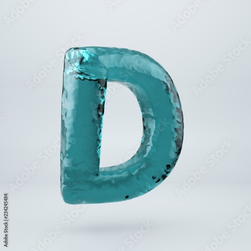 Ocean water letter D uppercase isolated on white background.