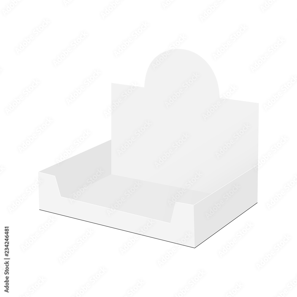 Empty counter top display box mock up - side view. Vector illustration Empty counter top display box mock up - side view. Vector illustration